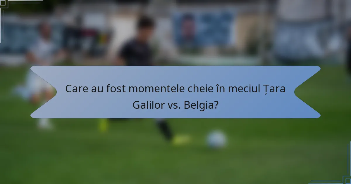 Care au fost momentele cheie în meciul Țara Galilor vs. Belgia?