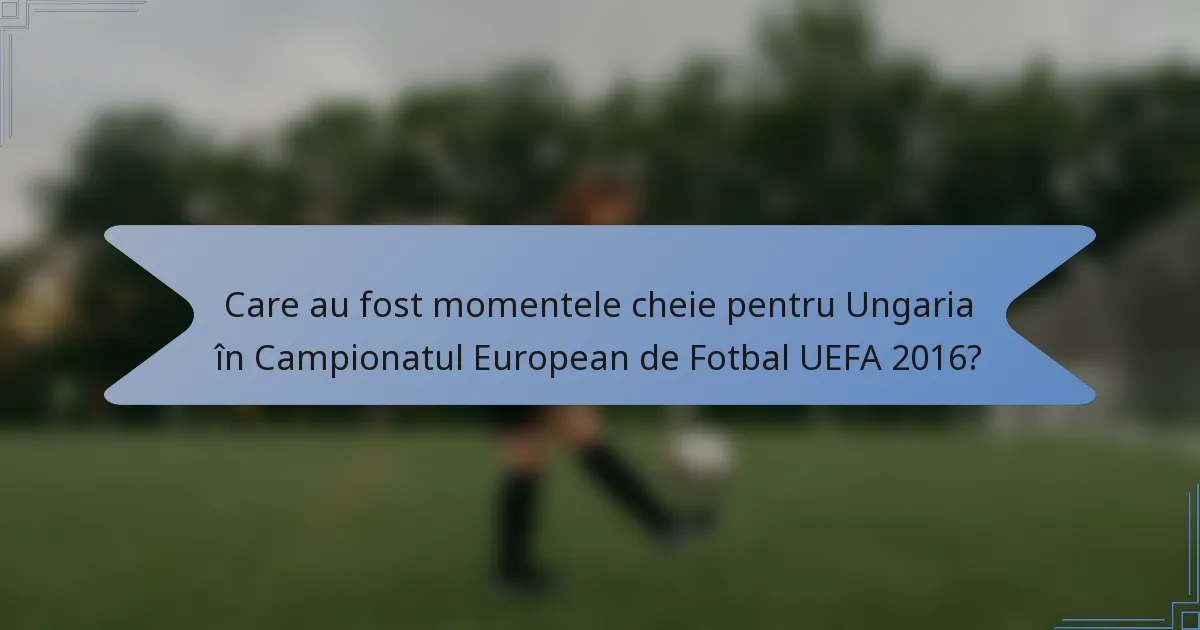 Care au fost momentele cheie pentru Ungaria în Campionatul European de Fotbal UEFA 2016?