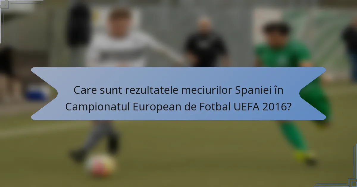 Care sunt rezultatele meciurilor Spaniei în Campionatul European de Fotbal UEFA 2016?