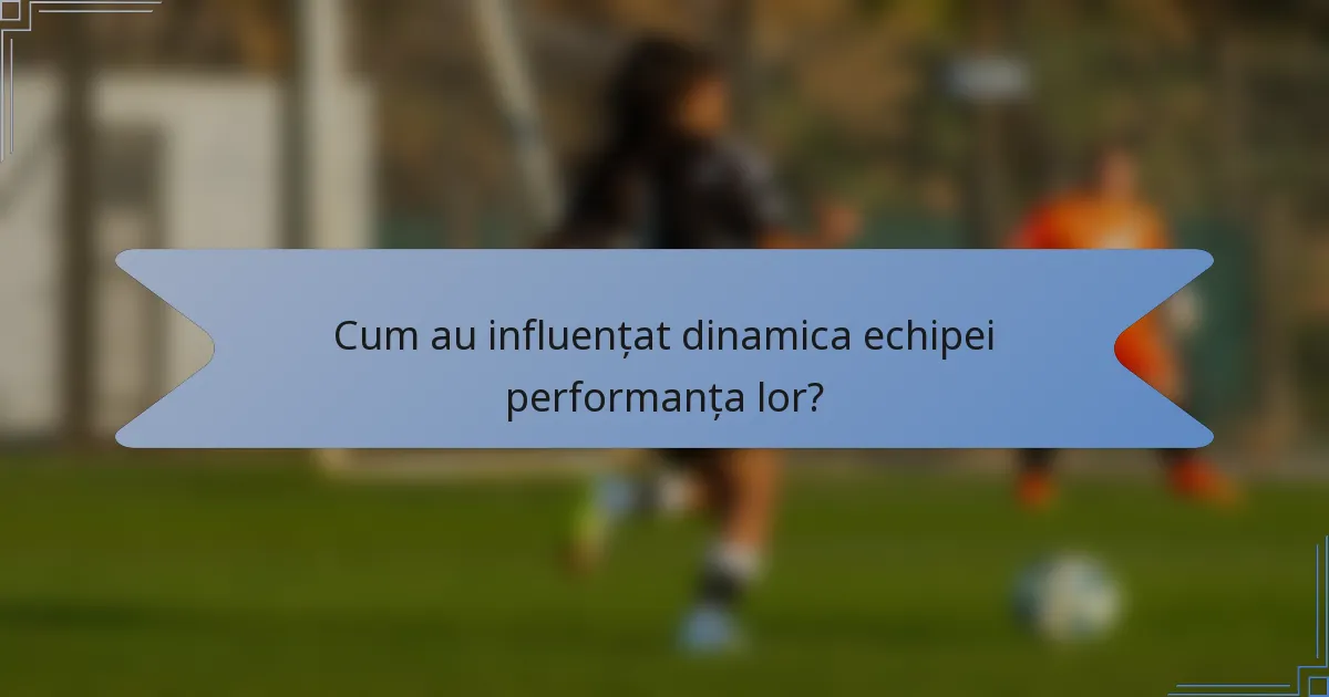 Cum au influențat dinamica echipei performanța lor?