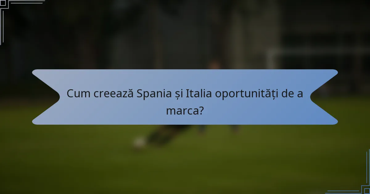 Cum creează Spania și Italia oportunități de a marca?
