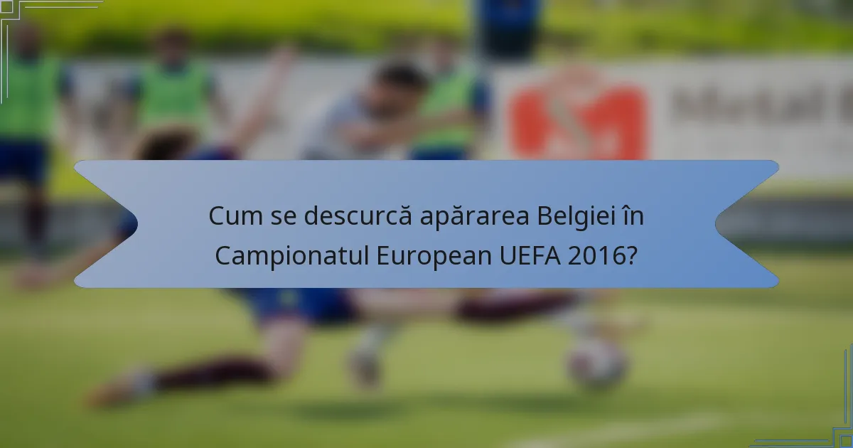 Cum se descurcă apărarea Belgiei în Campionatul European UEFA 2016?